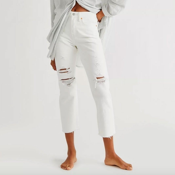 Levi's Wedgie Straight Leg Jeans Distress White - Picture 7 of 7